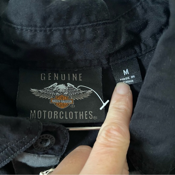 Vintage Y2K Harley Davidson Embroidered Double Pocket Button Up Shirt Size M - Picture 3 of 6